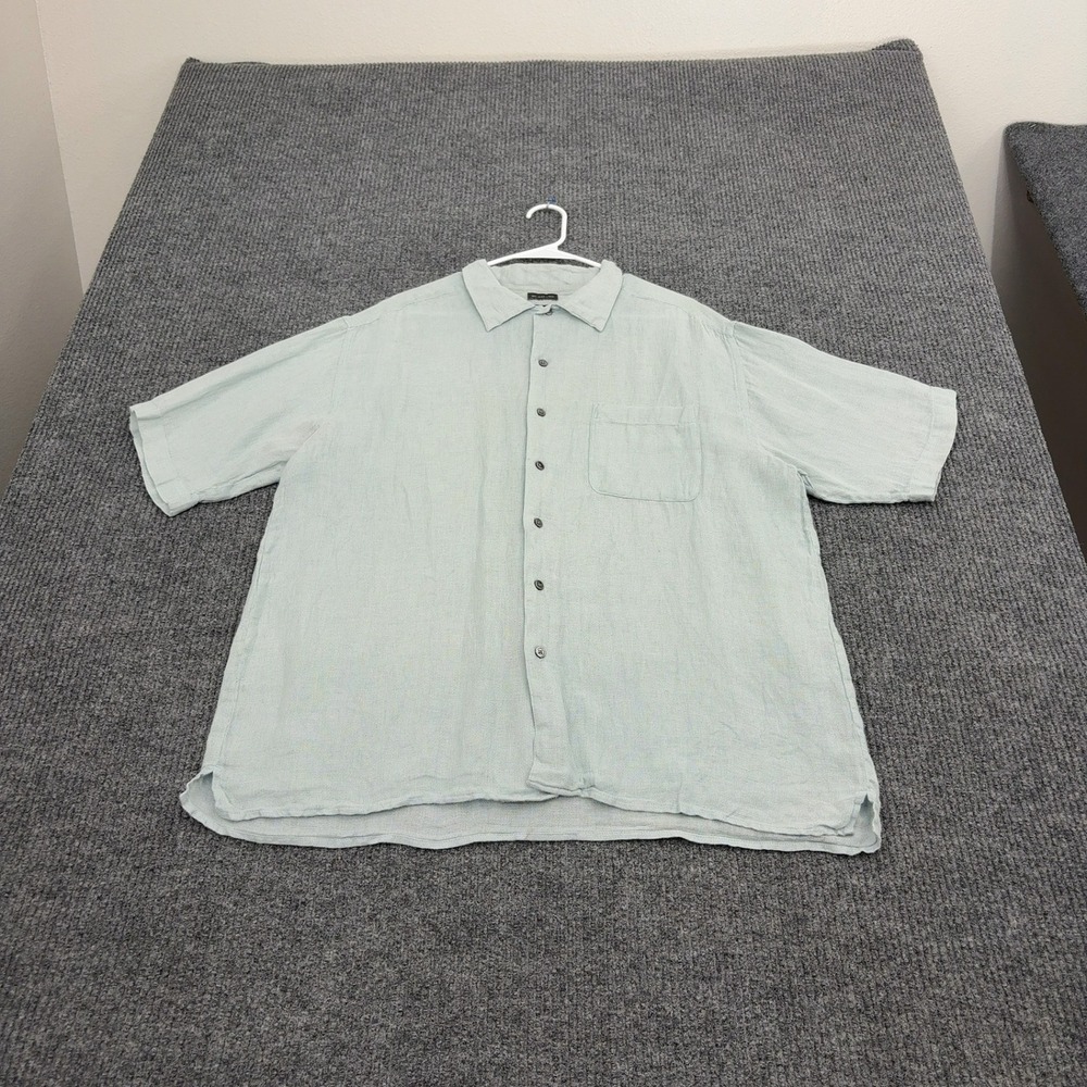 Banana Republic Shirt Mens XL Green Irish Linen Short Sleeve Relaxed Casual